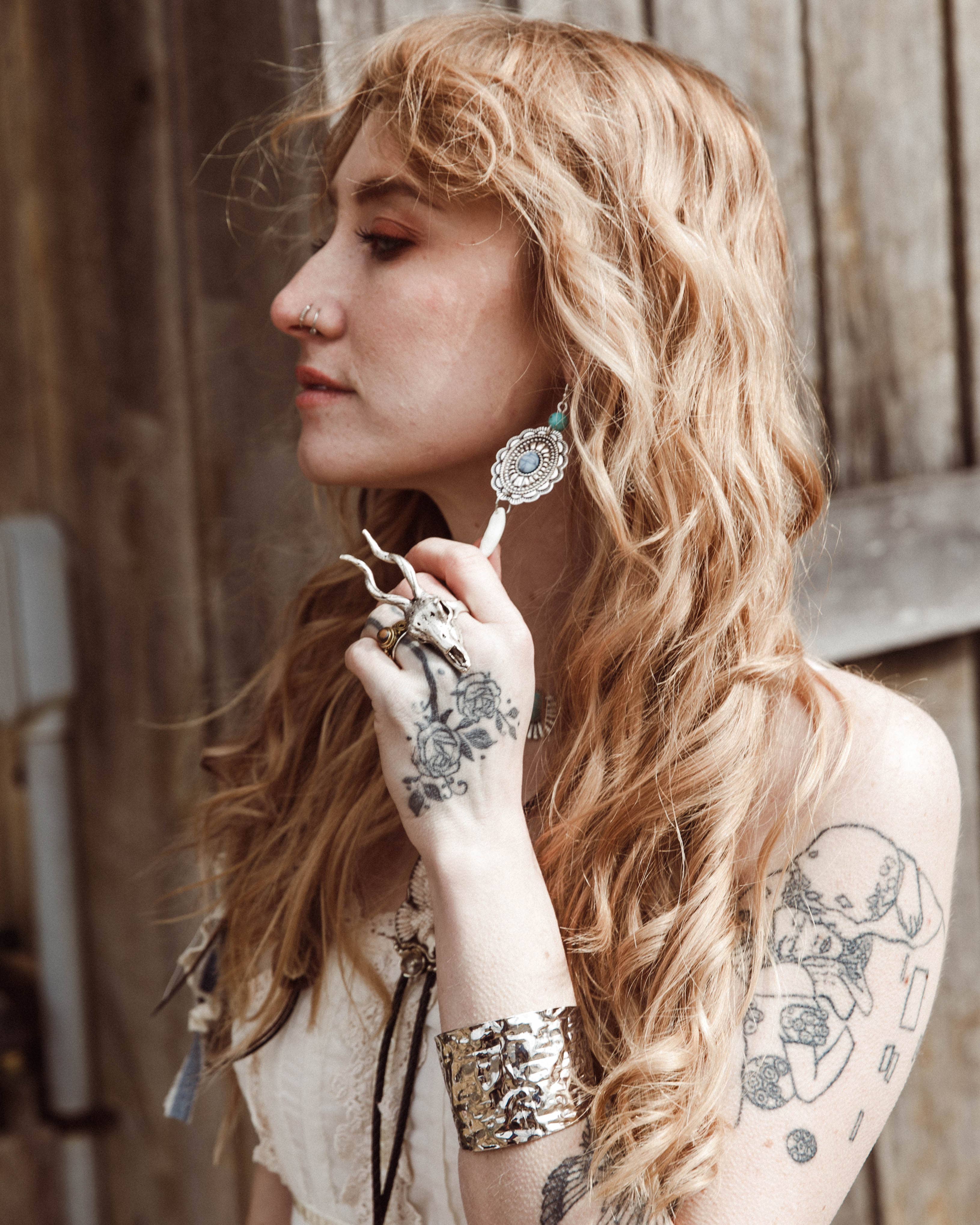 Modern Myth Jewelry - Wholesale Dangle Earrings - Concho +coyote teeth earrings AS SEEN ON LAINEY WILSON1