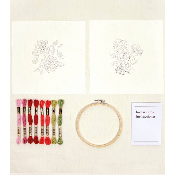 DMC - Wholesale Embroidery/Cross Stitch Supplies - DMC Calming Carnations Embroidery Kit, Item TB163S
