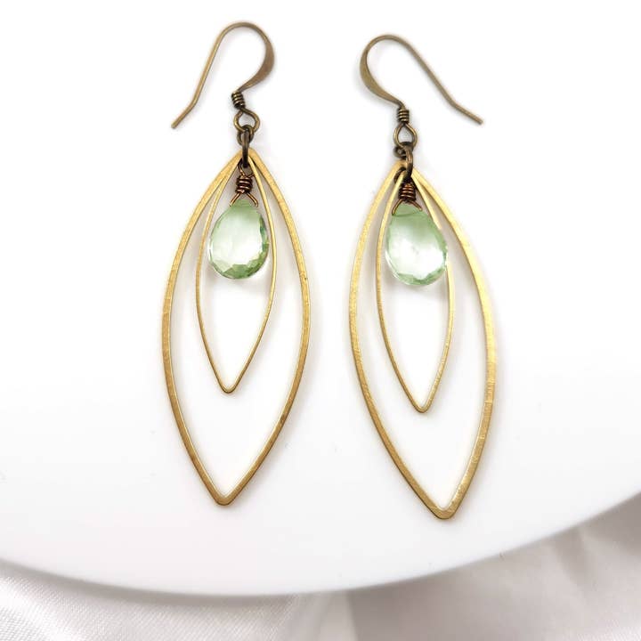 Pendientes de Doble Marquesa de Amatista Verde para venta al por mayor de Edgy Petal Jewelry