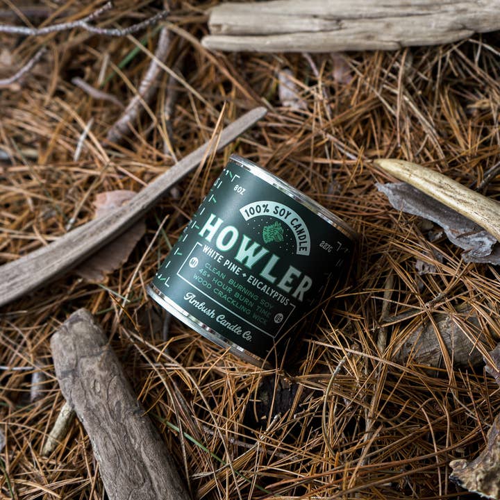 Ambush Candle Co. - Wholesale Jar/Filled Candle - Howler | White Pine + Eucalyptus 8oz Soy Candle7