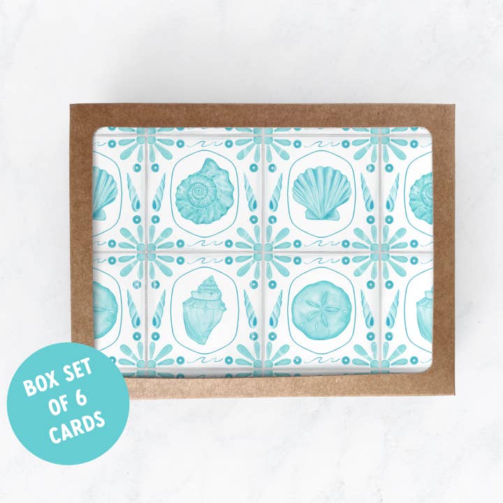 Ocean Tile Notecard Set - Box Set of 6 for wholesale by 25 Sweetpeas