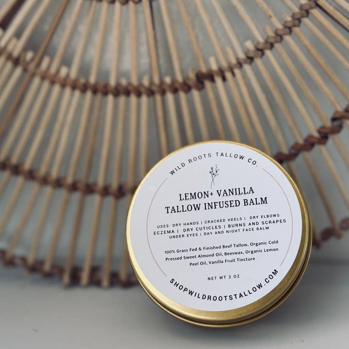 Wild Roots Tallow Co. – Salva/bálsamo/creme para sarar por atacado – Bálsamo de Sebo de Limão + Baunilha1