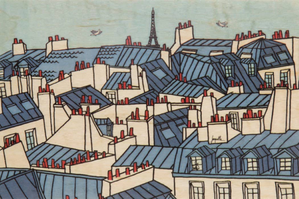 Woodhi - Wholesale Postcard - Wood Postcard Paris Illustré Toits0
