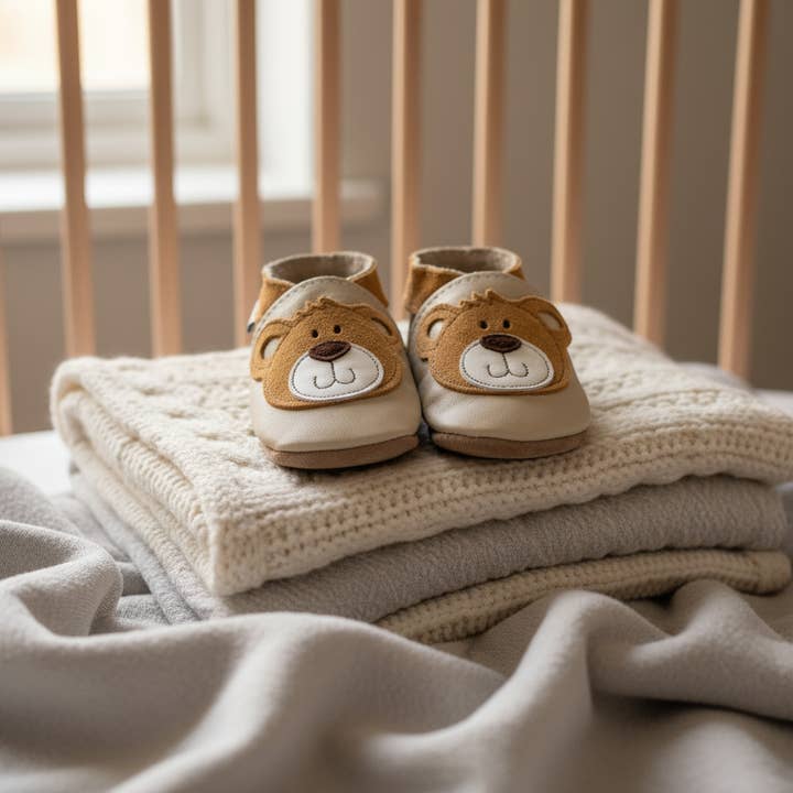 Inch Blue – wholesale Cot shoes – Baby – Baby Leather Shoes - Teddy Cream1