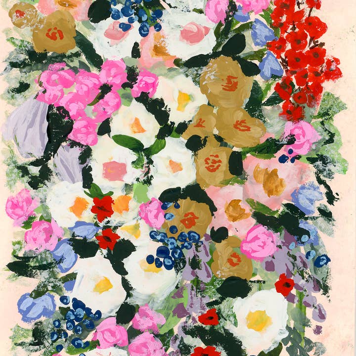 (1043) Fin kunst blomster lykønskningskort/farverig blomsterbuket for engroshandel hos Catholic Handmade