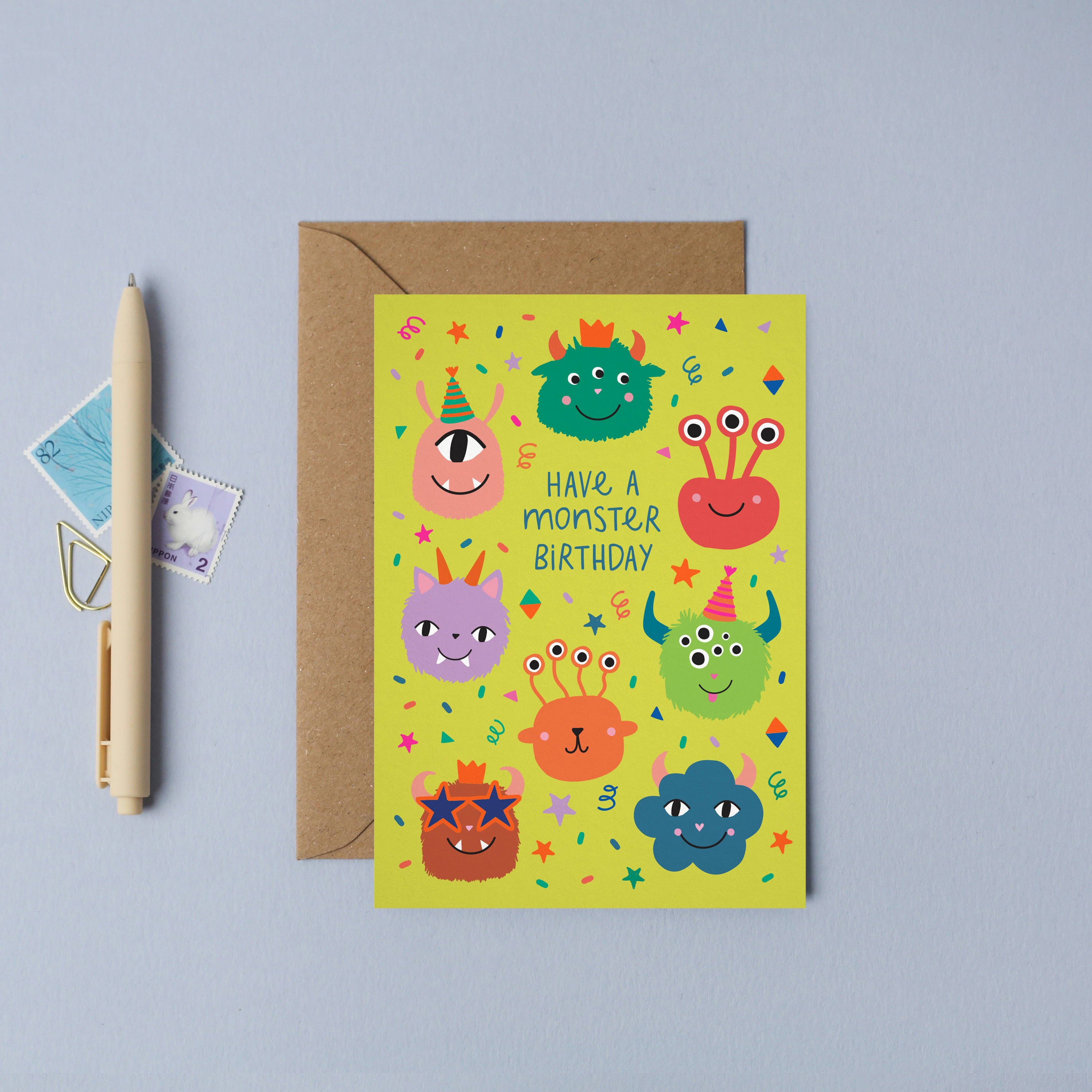 Mifkins – wholesale Birthday card – Party Monsters Card1