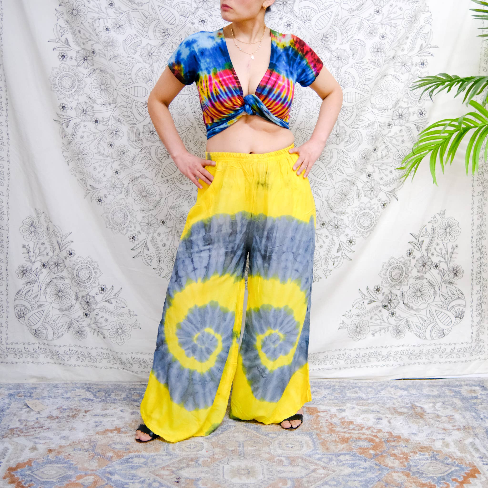 Karma Nepal Crafts - Vente Pantalon – femme - Pantalon Palazzo tie-dye style bohème5