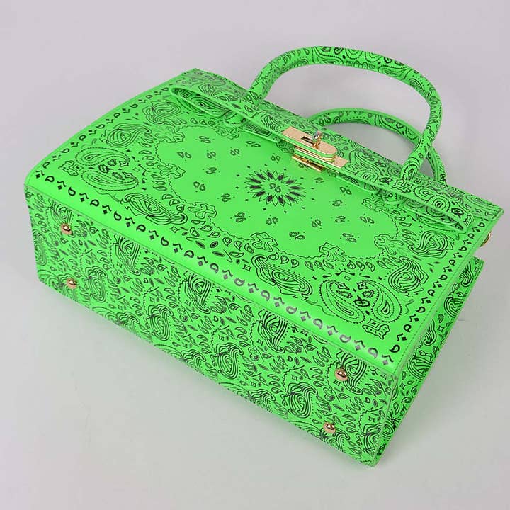 3AM BY H&D ACCESSORIES - Wholesale Tote Bag - Women's - Neon Bandana Print Handles Tote Bag7