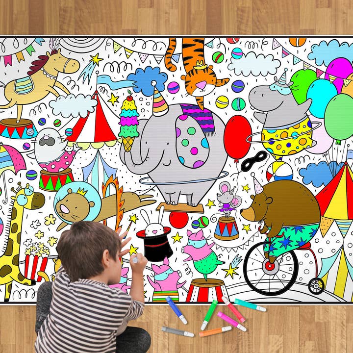 Circus Jumbo Coloring Poster- Stress Free Coloring Wall Art, Large Open Space Design for Calm Coloring for wholesale by Artistic Chaos Ink
