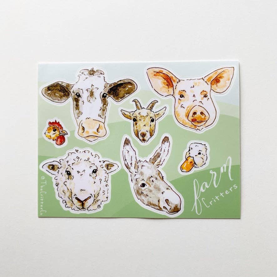 The Critter Co. - Wholesale Sticker - Farm Critter Vinyl Sticker Sheet2