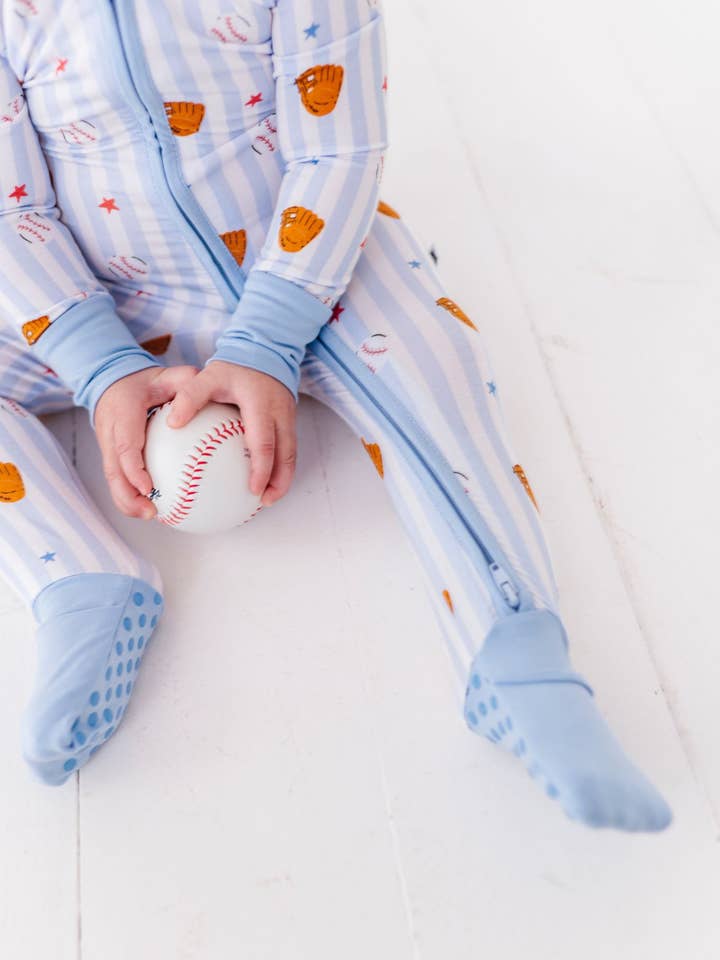 Kiki + Lulu - Wholesale Jumpsuit - Baby - Stripe Baseball Convertible Footie