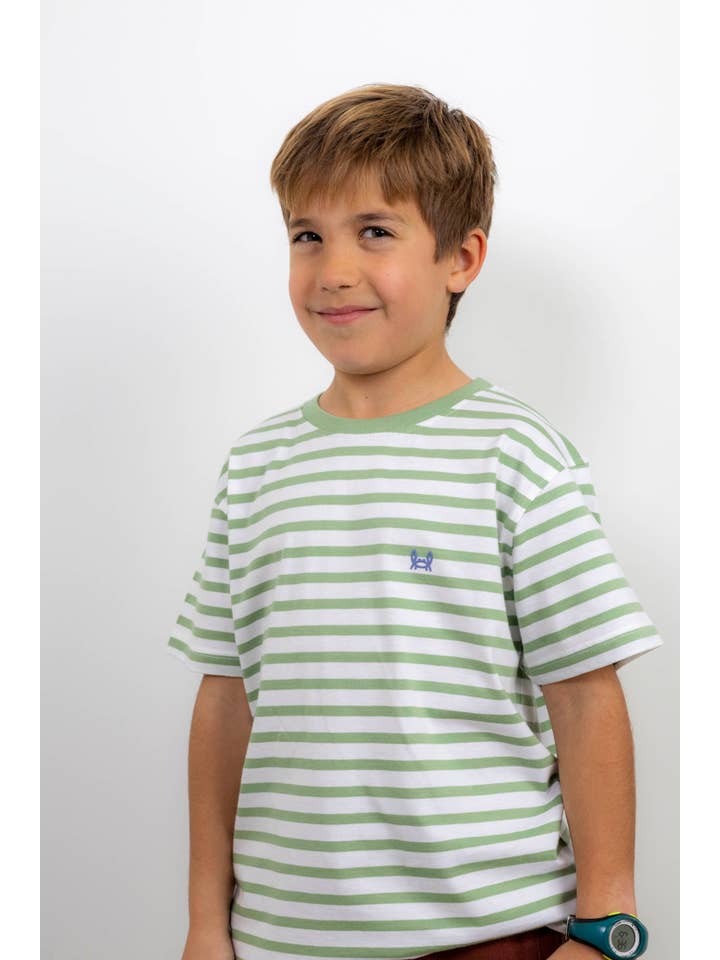Custi Mikelo: Men's Clothing & Christmas Gifts - Vendita all'ingrosso Maglietta - Bambini - Maglietta a righe verde per bambini | Marsella5