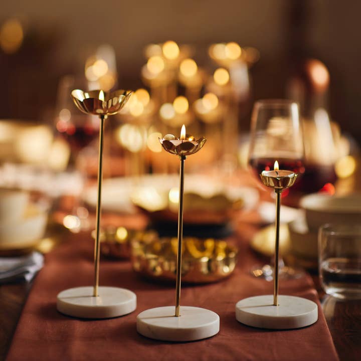 Fleck - Wholesale Candle holder - Lotus Brass Candle Holders, Set of 35