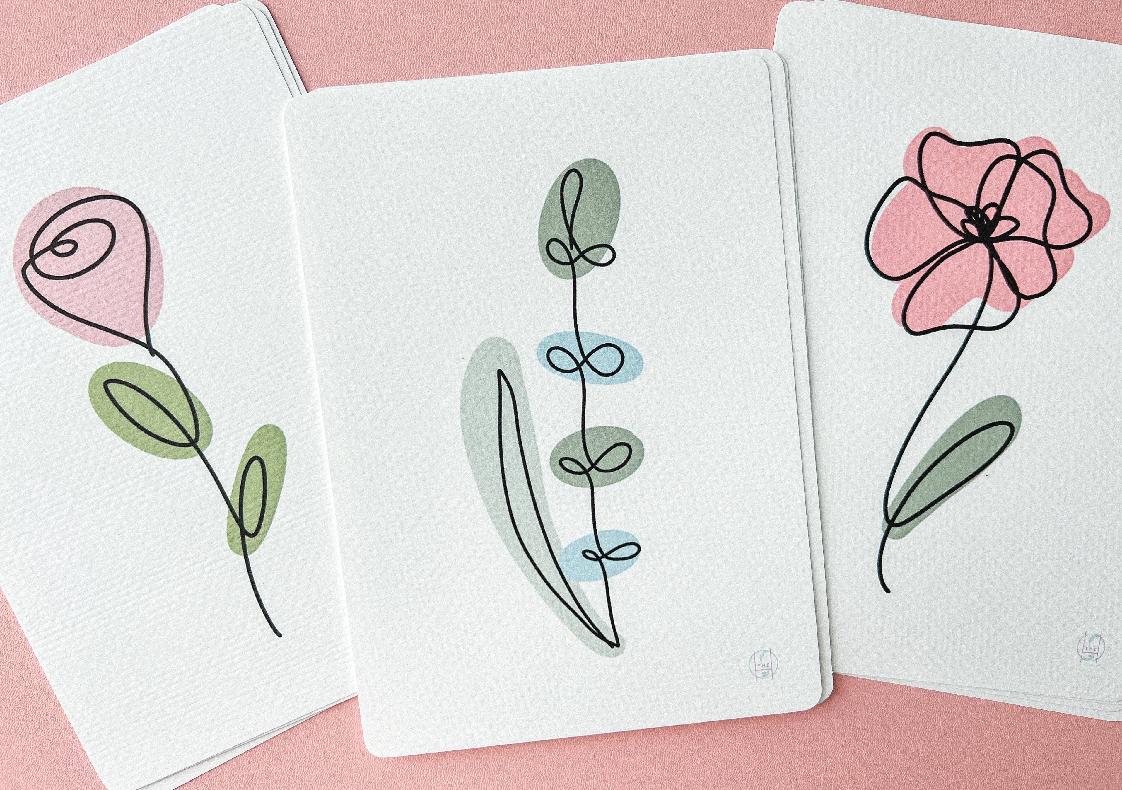 The Harpy Otter Co - Wholesale Art Print - Rose Line Art Print3