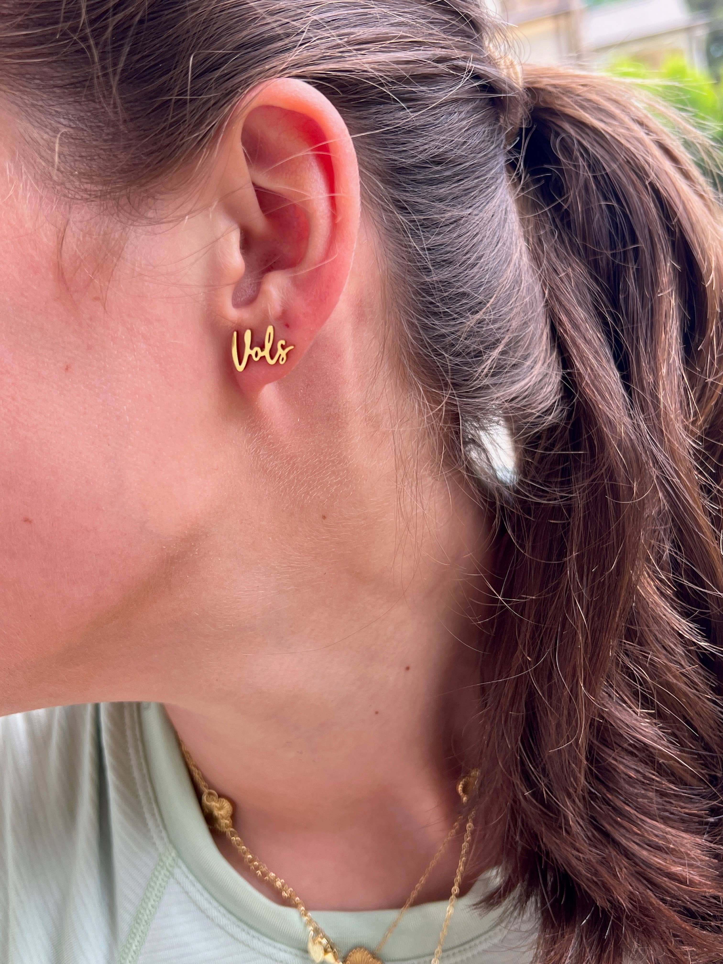 Steele Sloan Designs - Wholesale Stud/Post Earrings - Go Vols Cute Game Day Gold Stud Earrings, Tennessee Gameday3