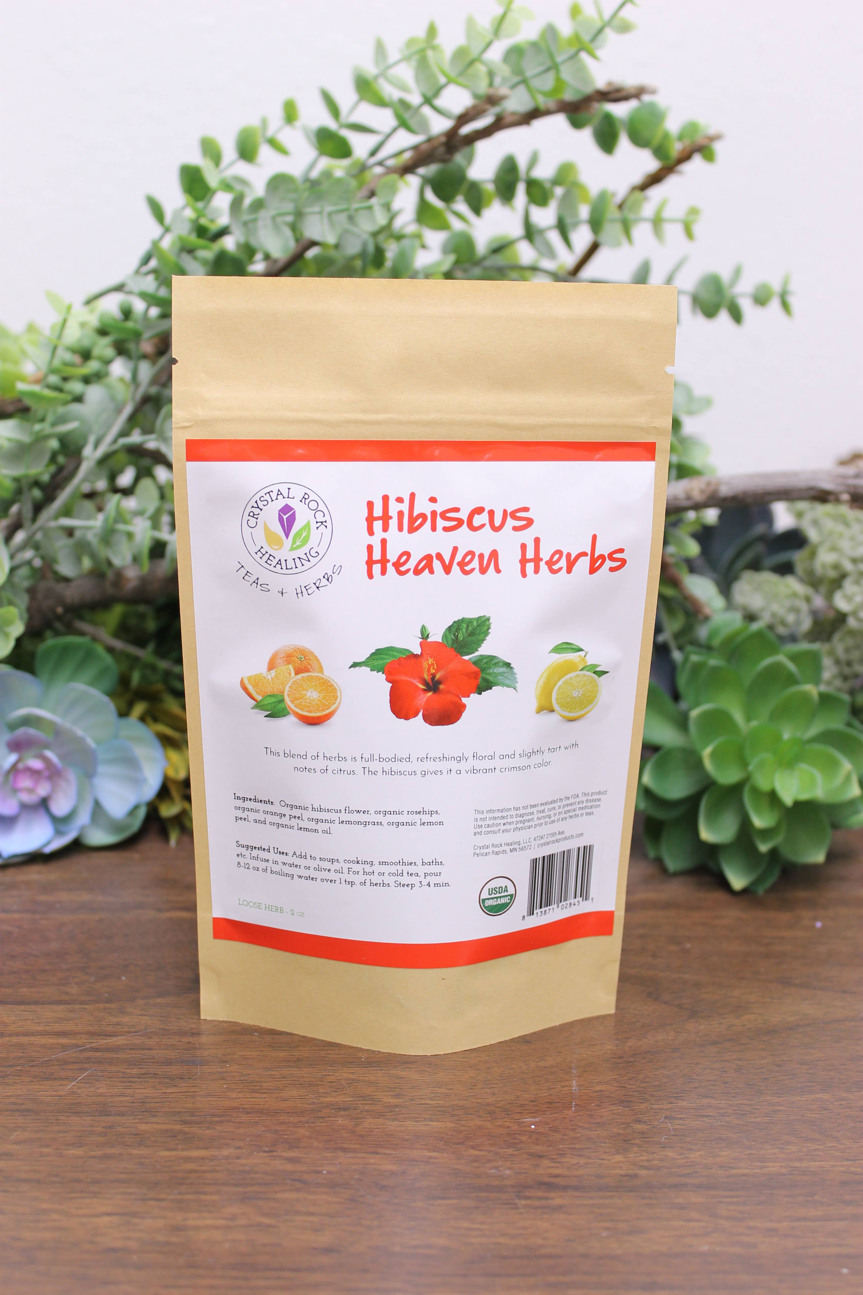 Crystal Rock Healing, LLC - Wholesale Loose Tea - Hibiscus Heaven Loose Herbs 2oz Organic