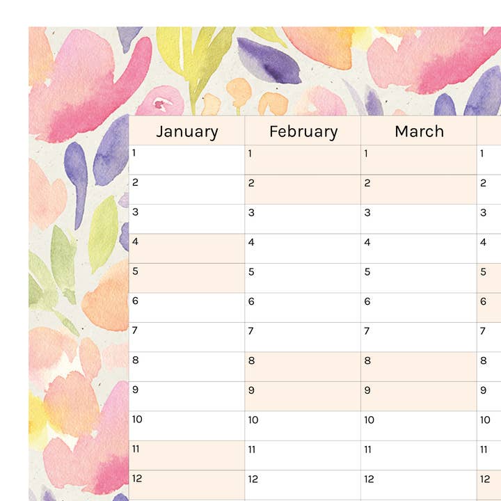 Planificateur mural en papier vertical 2025 | Sorbet Garden pour la vente par Journal Junkies