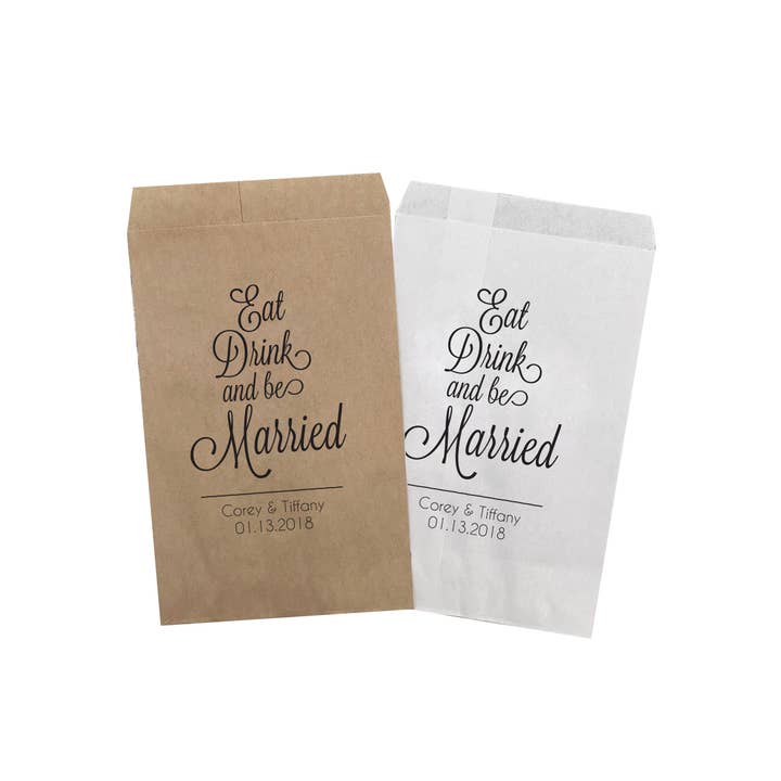 Eat, Drink, and be Married Treat Favor Bags for wholesale by Love It Invitations