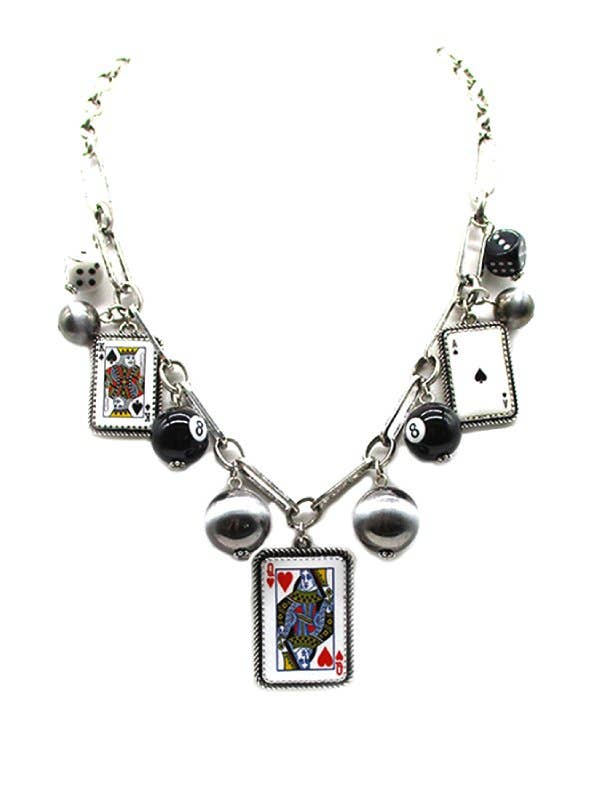 Western Casino Theme Charm Necklace for wholesale by Snowing West