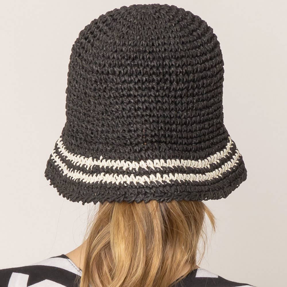 Sensibling Corp. - Wholesale Bucket Hat - Women's - Stripe Straw Bucket Hat8