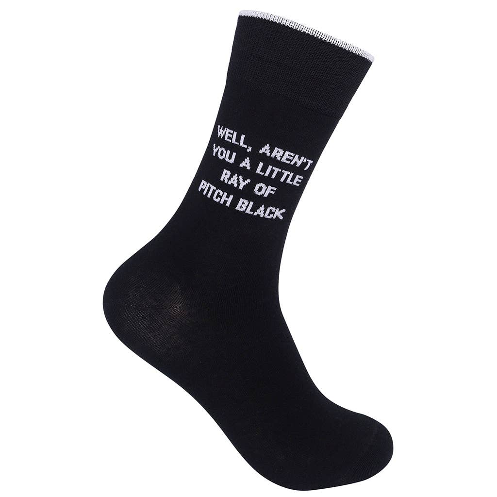 Funatic - About Face Designs - Nice Enough Merch Co - Wholesale Socks - Unisex - A Little Ray Of Pitch Black Socks | About Face Designs