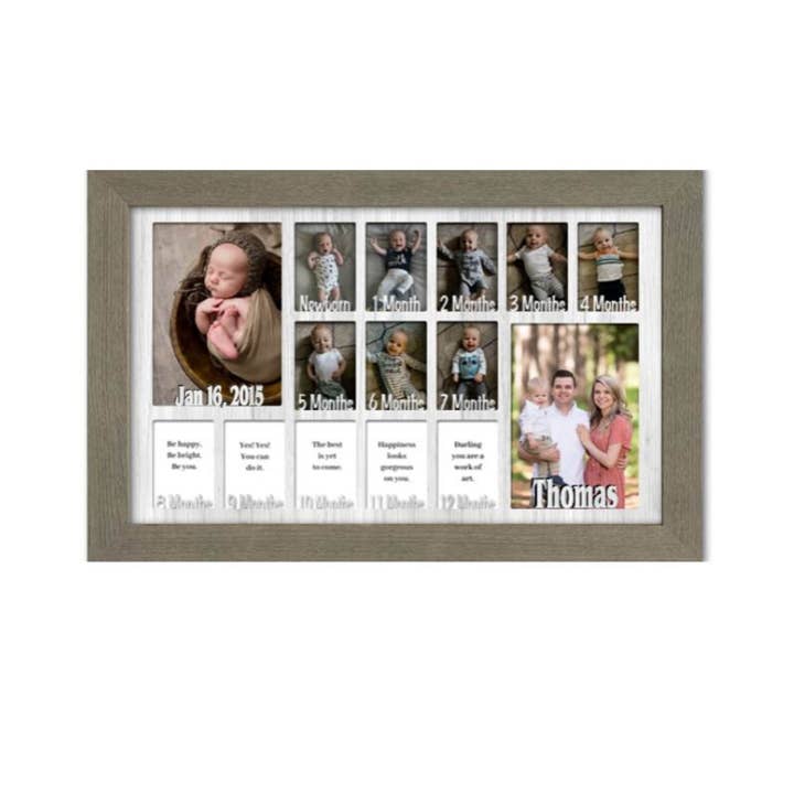 Cadre personnalisé pour bébé, première année, peut contenir treize personnes de 2,5 pouces x 3 pour la vente par Northland Frames and Gifts Inc