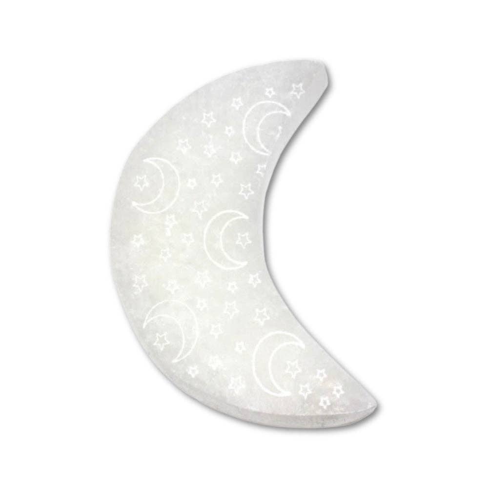 Earths Elements Wholesale - Vente Plaques de charge pour cristal - Sélénite - Dessous de Verre Demi-Lune avec Ciel Nocturne2
