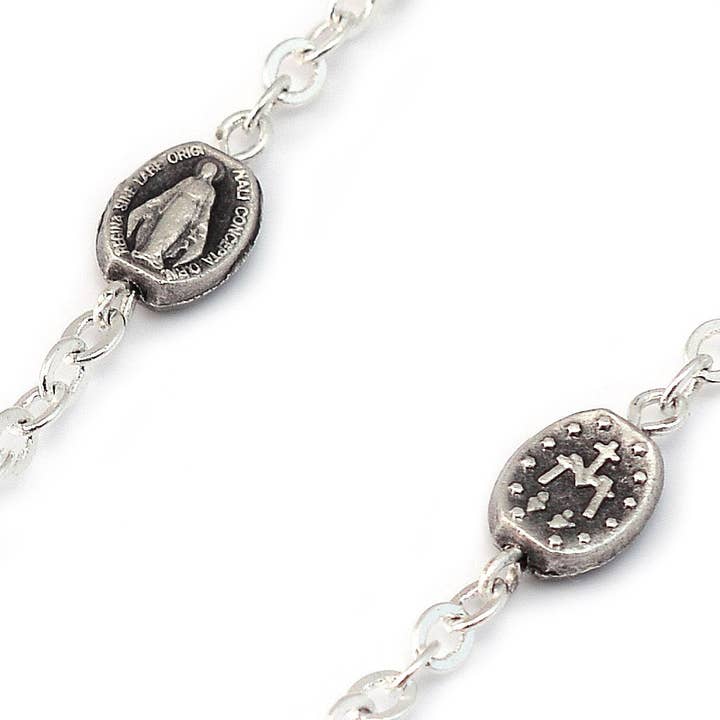 Ghirelli UsA Inc - Vente Collier de prière en perles - Chapelet Saint Joseph noir et argenté - Perles en bois5