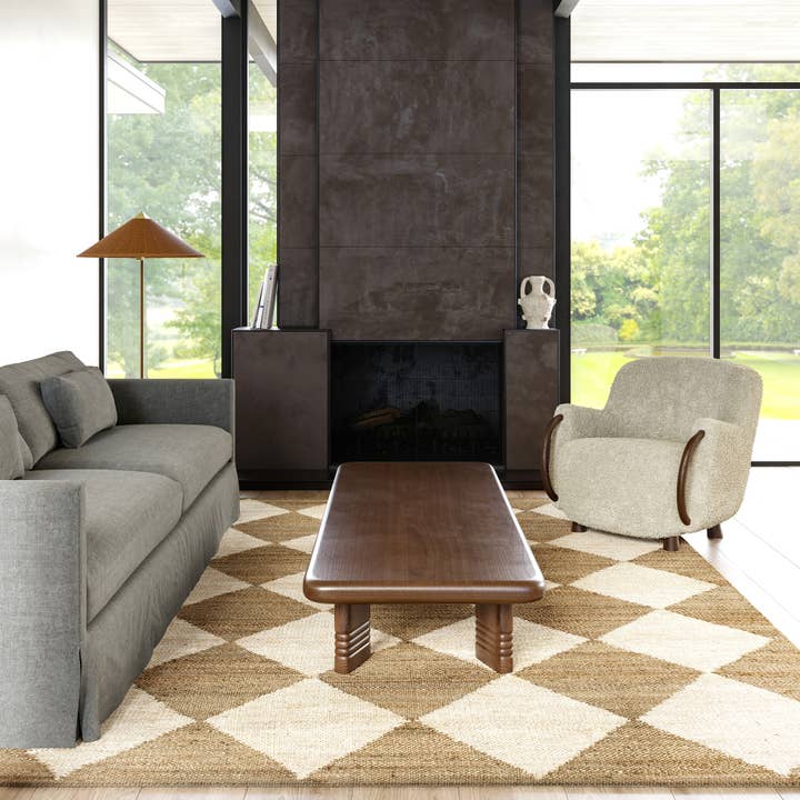 Louie Diamond Checkerboard Jute Area Rug for wholesale by RUGS USA