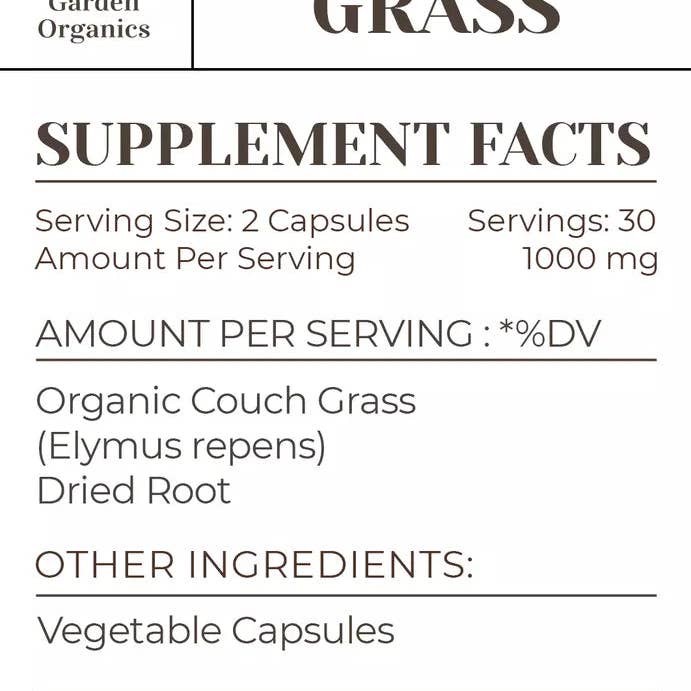 Garden Organics – wholesale Oral supplement/vitamin – Couch Grass Capsules1