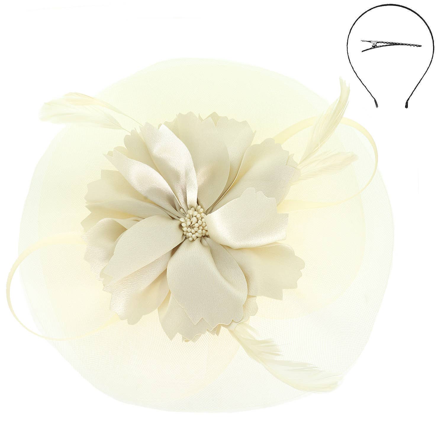 SP Sophia Collection - Wholesale Fascinator Hat - Women's - Elegant Floral Feathered Organza Mesh Fascinator3