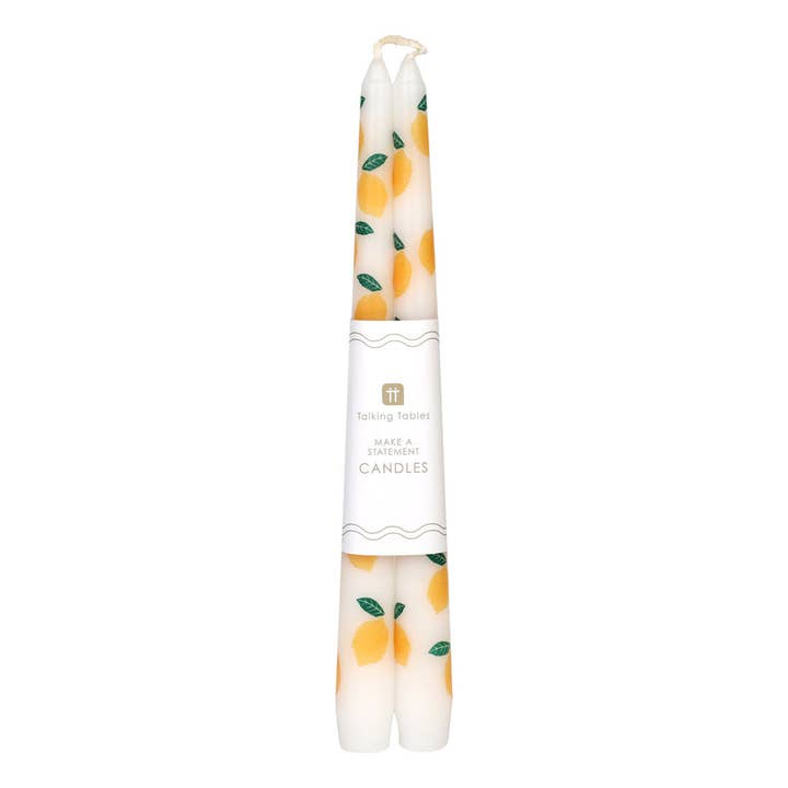 Talking Tables USA - Wholesale Tapered Candle/Candlestick - Lemon Taper Dinner Candles | 2 Pack | Mothers Day Gifts |