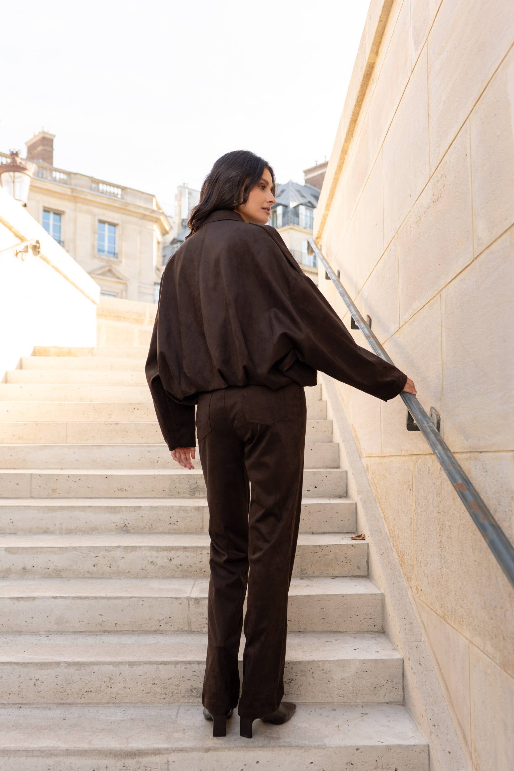 Attentif Paris - Wholesale Bomber Jacket - Women's - Oversized bomber jacket in suede with a loose fit8