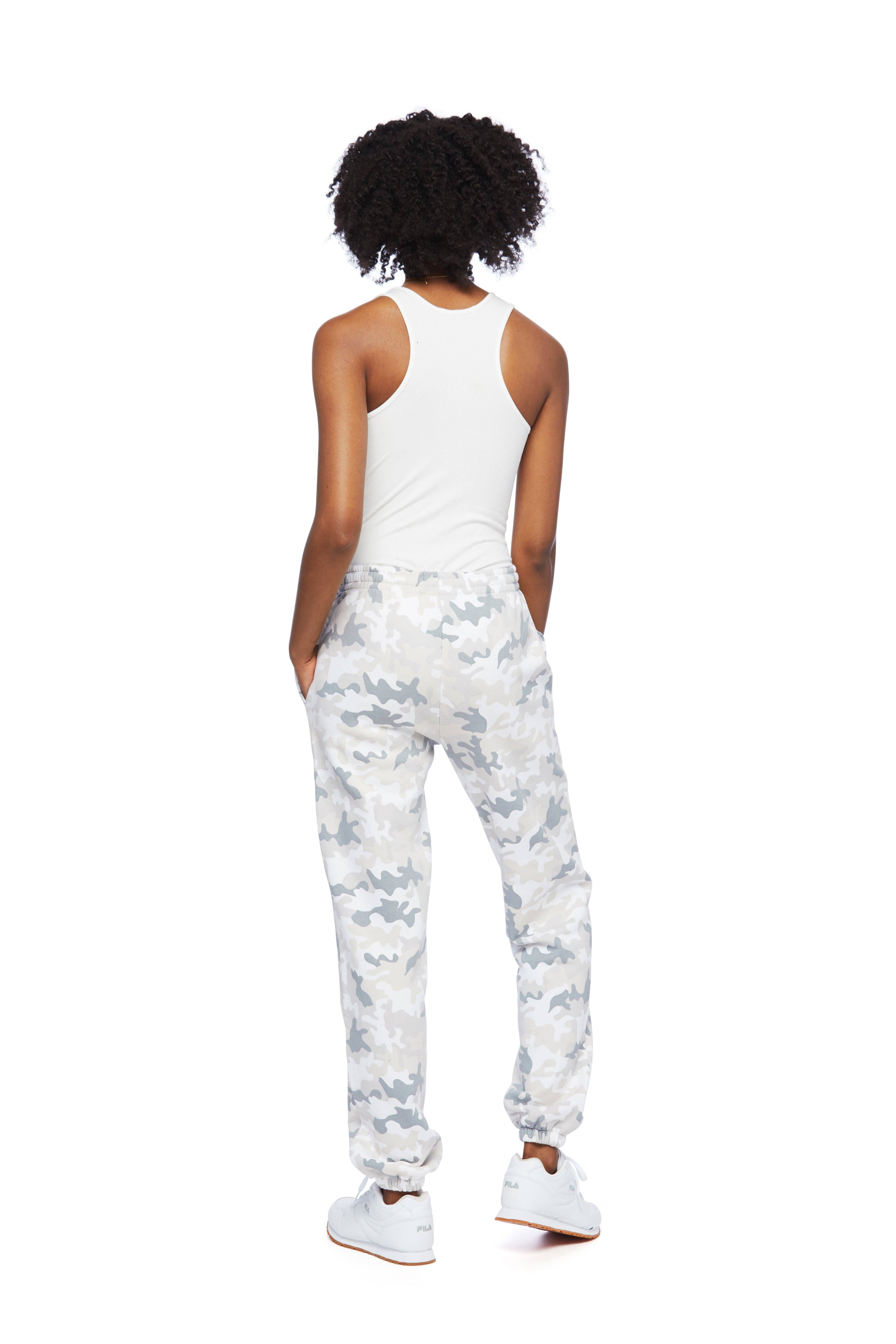 Nova premium fleece relaxed sweatpants in White Camo for wholesale on Faire2