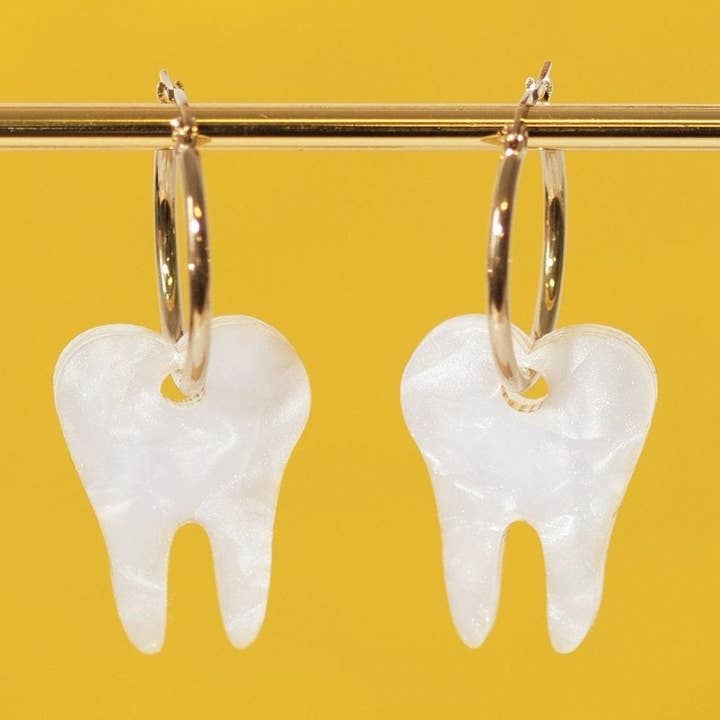 Teeth Hoop Earrings for wholesale by Sleepy Mountain