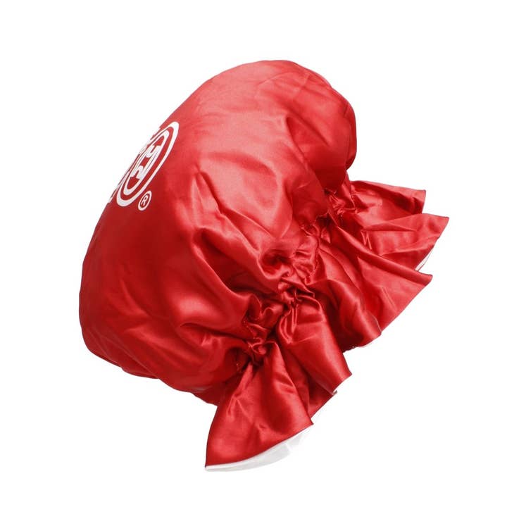 DST Sorority Red White Satin Sleep Bonnet Cap for wholesale on Faire3
