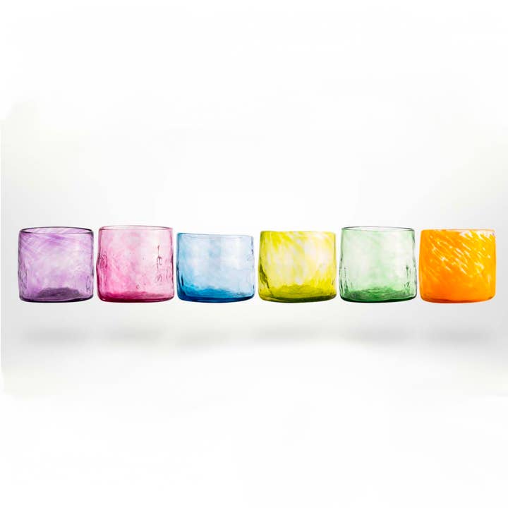 Sprout Enterprise - Wholesale Drinking Glass/Cup - Xaquixe Handblown Glass - Small - Set of 6 in Assorted Colors or Clear