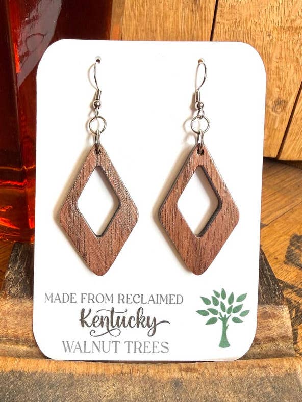 Kentucky Walnoot Hout Druppelvormige Oorbellen Handgemaakt Lichtgewicht voor wholesale door TWWKY