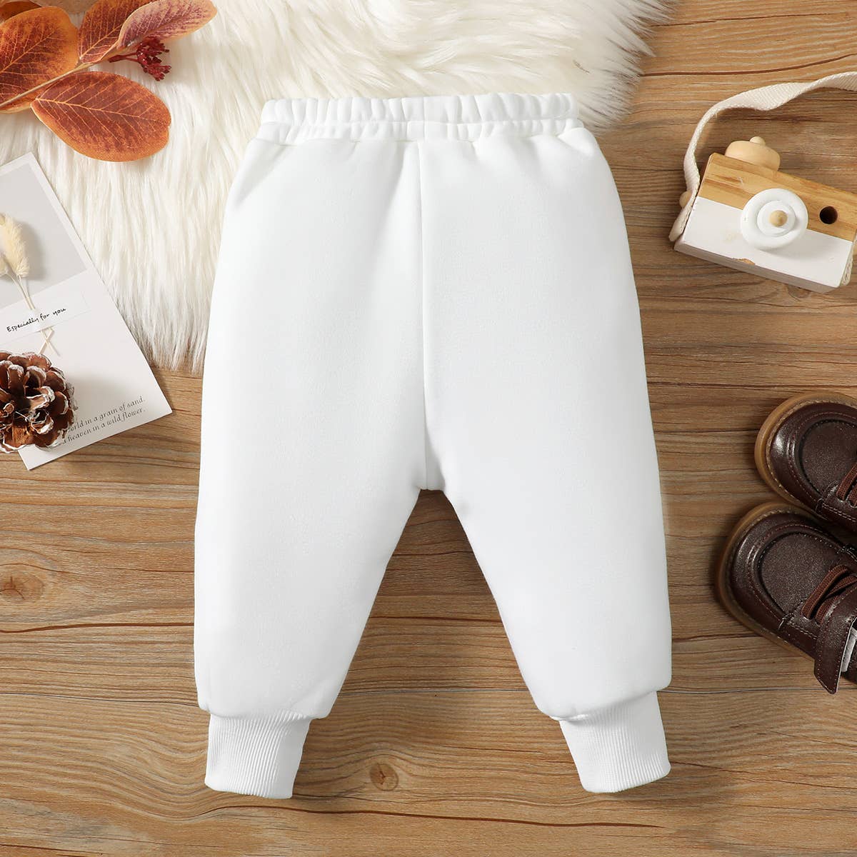 PatPat - Wholesale Trousers – Baby - Baby Boy/Girl Solid Fleece-lining Casual Pants4