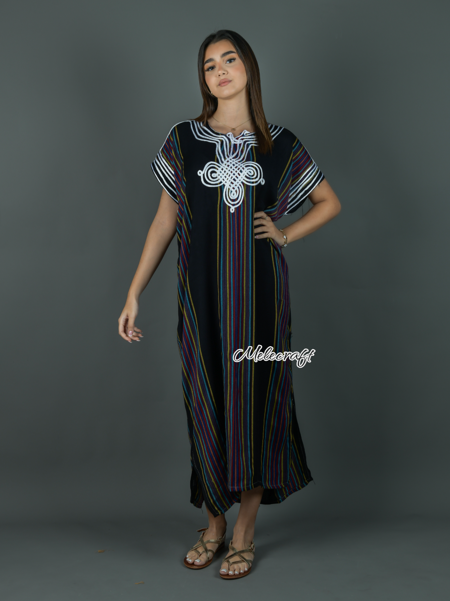 Melecraft - Wholesale Kaftan - Women's - Moroccan Striped Kaftan Dress for Women - Handmade Gandoura11