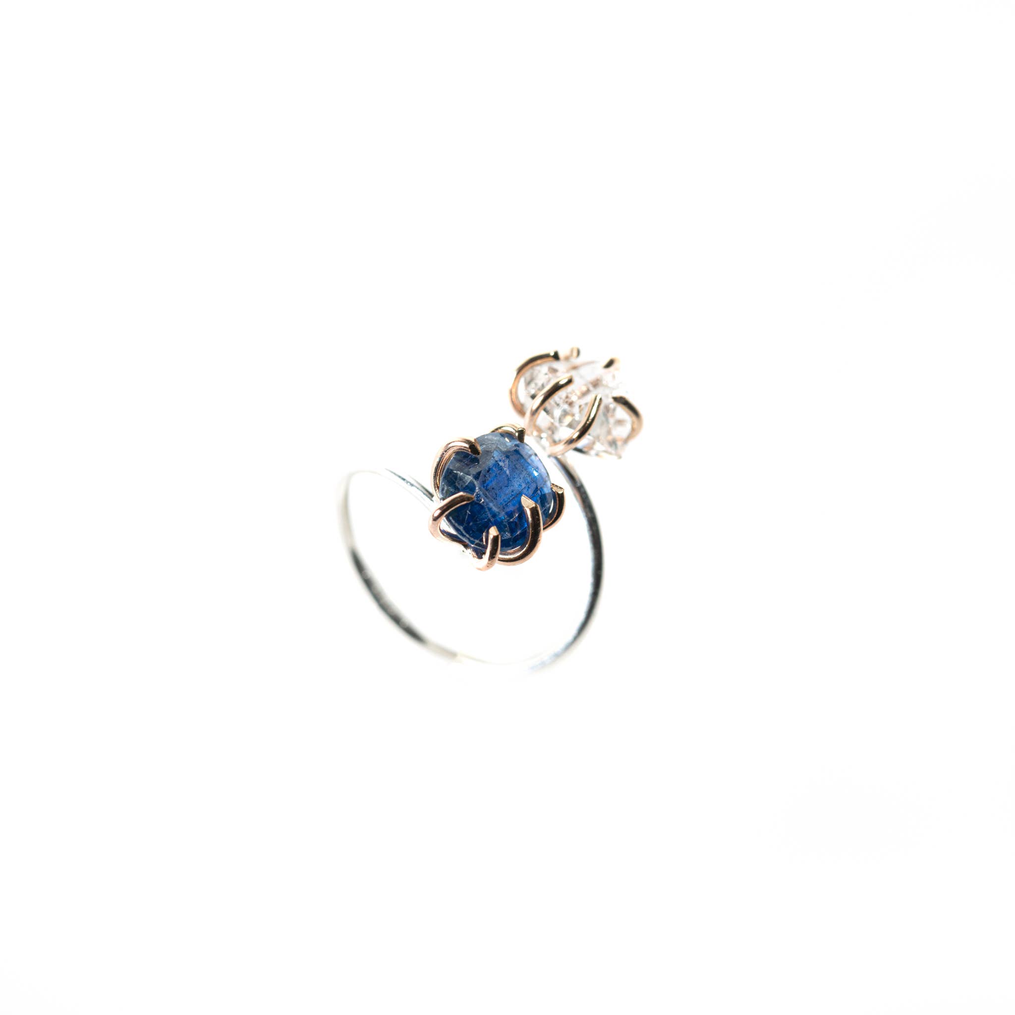 Made Designs - Wholesale Multi-Stone Ring - 14K Gold Filled  Herkimer Diamond and Kyanite Infinity Ring2