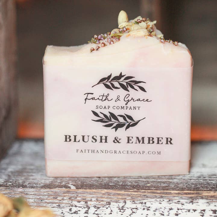 Blush and Ember Coconut Milk Cold Process Bar Soap, 4.5oz. for wholesale by Faith and Grace Soap Co.