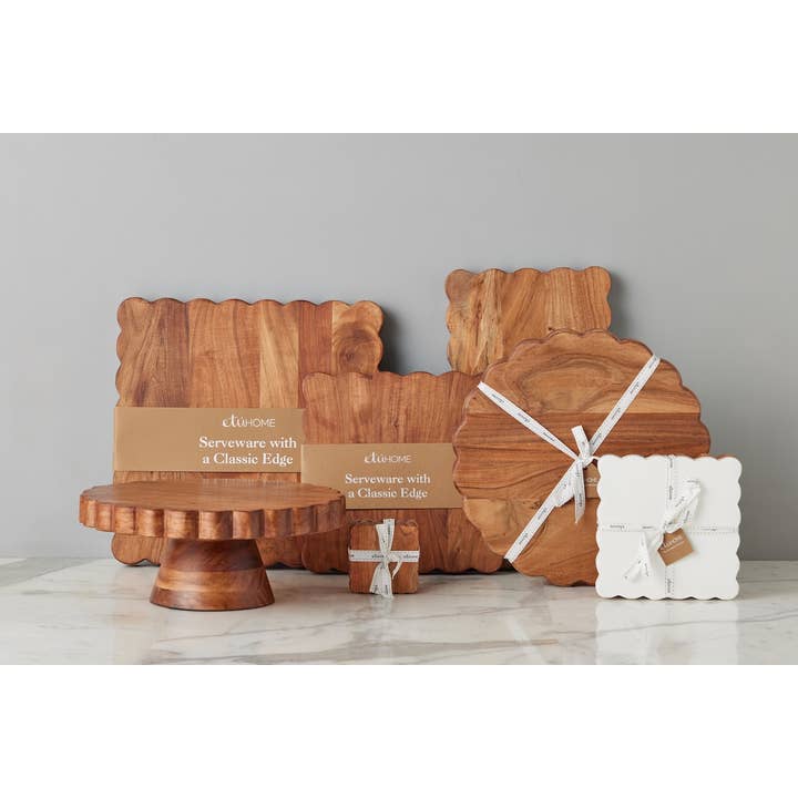 etúHOME - Wholesale Cutting Board - Scalloped Cutting Board, Medium Square