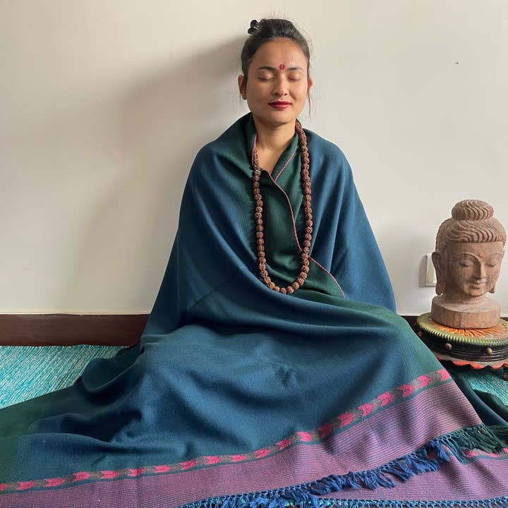 Green Frog India – wholesale Prydnadsfilt – Handvävd Himalaya Pure Wool Yoga- och Meditationsfilt3