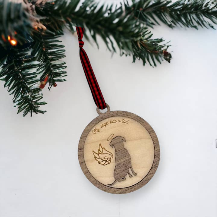 Woodlander Workshop - Wholesale Ornament - My Angel Has A Tail Christmas Holiday Ornament