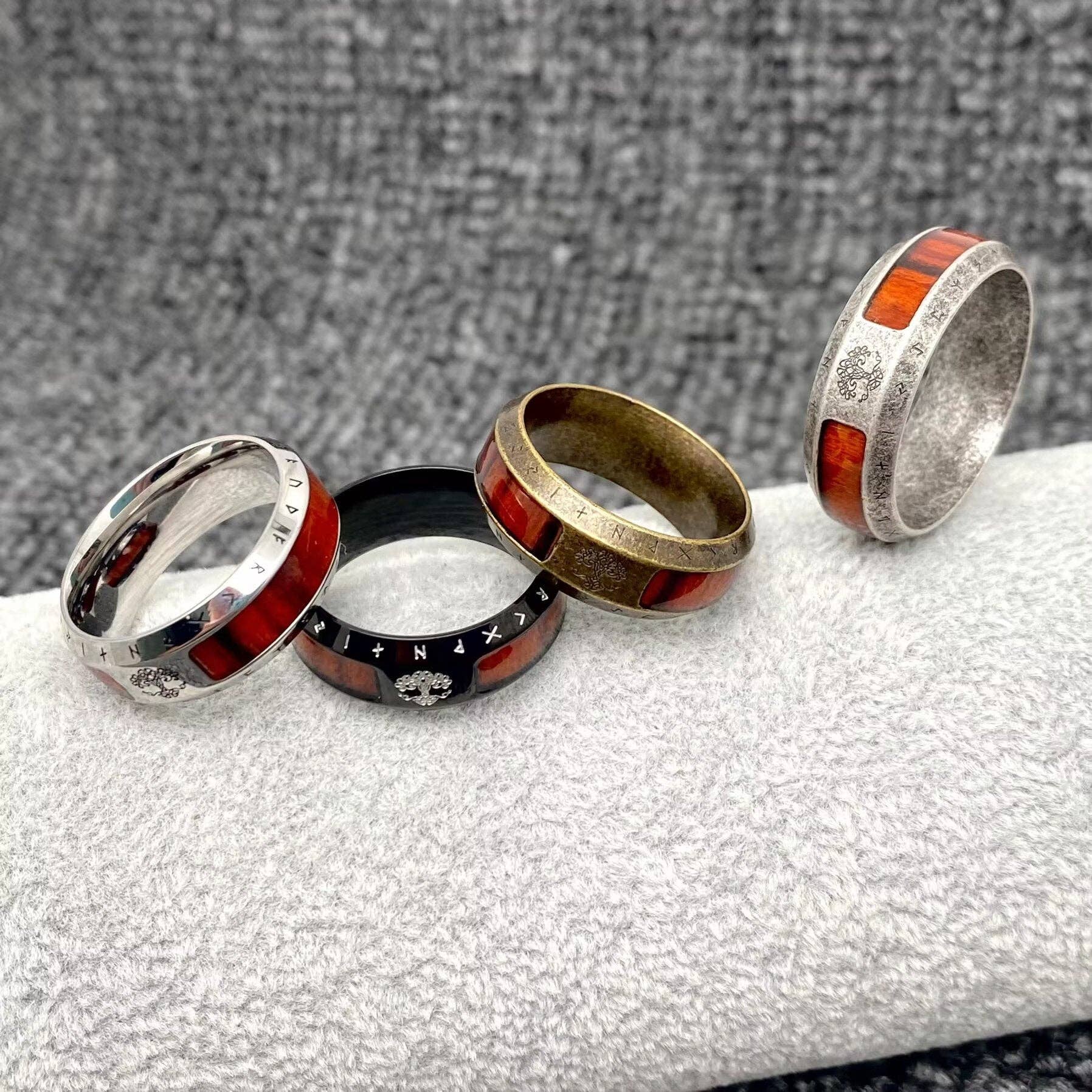 Mio Queena – Anel de banda por atacado – Anel Vintage Viking árvore da vida com runas em aço inoxidável -MJ/MR4