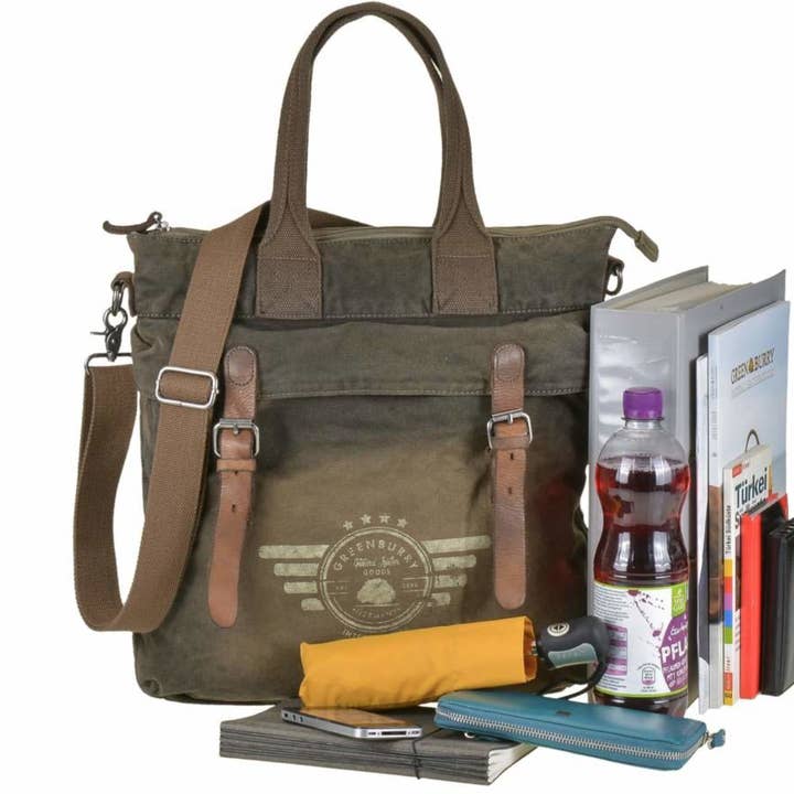 Vintage Aviator functional shopper camel/ khaki for wholesale by Globe Trott-Air