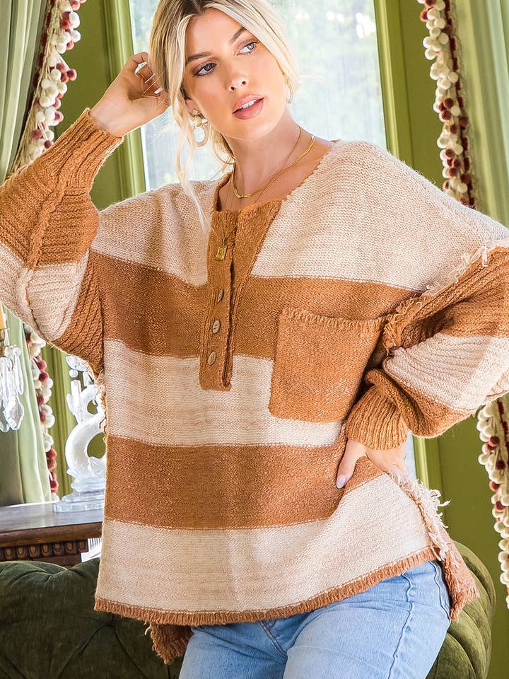 Sweet Lovely by Jen - Wholesale Knit Sweater - Women's - OVERSIZED PULLOVER KNIT SWEATER