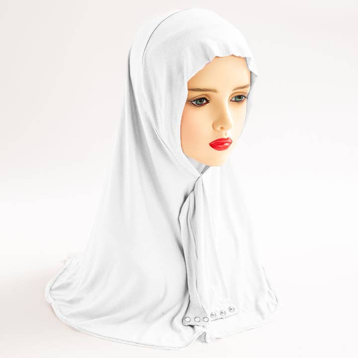 ACCITY - Wholesale Hijab - Women's - COTTON HIJAB THREE BUTTON TIE PULLOVER SCARF_CWASC2429