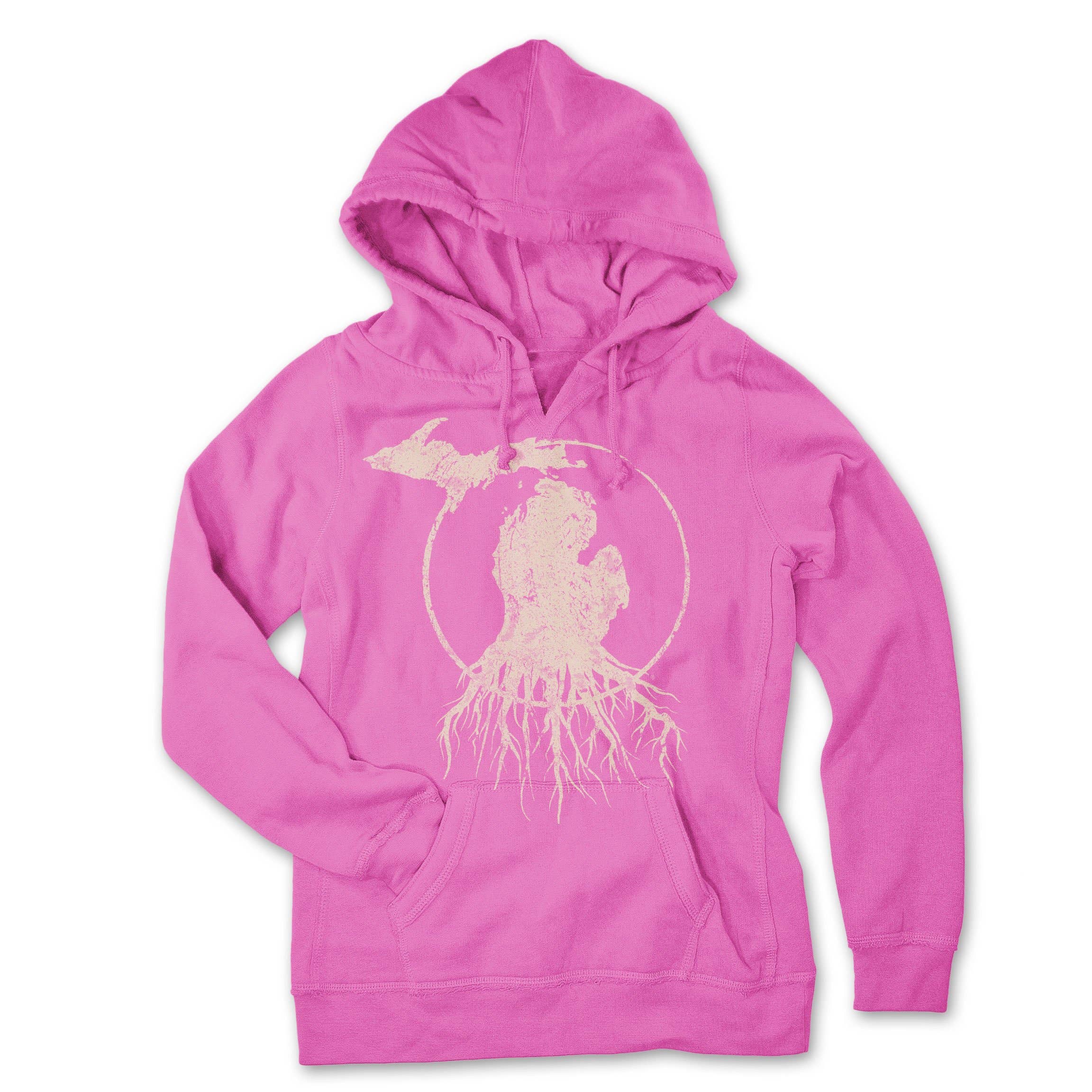 rooted in michigan - Wholesale Hoodie - Women's - MI Roots - Ladies' V-Notch Pullover Hoodie3